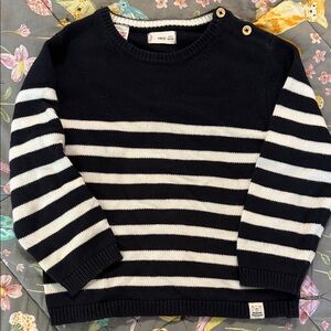 Mango Black & White Striped Knit Sweater